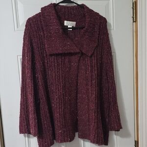 CJ Banks Maroon Cardigan Sweater